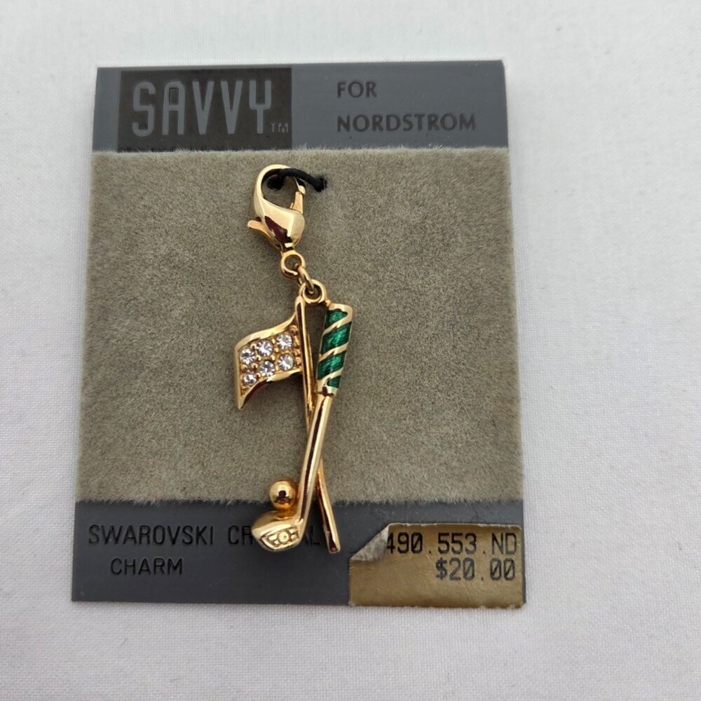 Swarovski Crystal Golf Club Clip-on Charm /Retired Deadstock